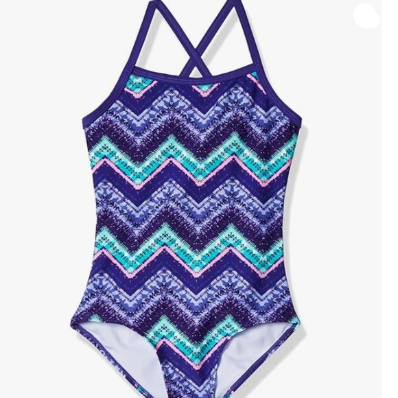Kanu Surf Girls' Layla Beach Sport Banded 1 Piece Swimsuit Size 12 2017 - Picture 2 of 3